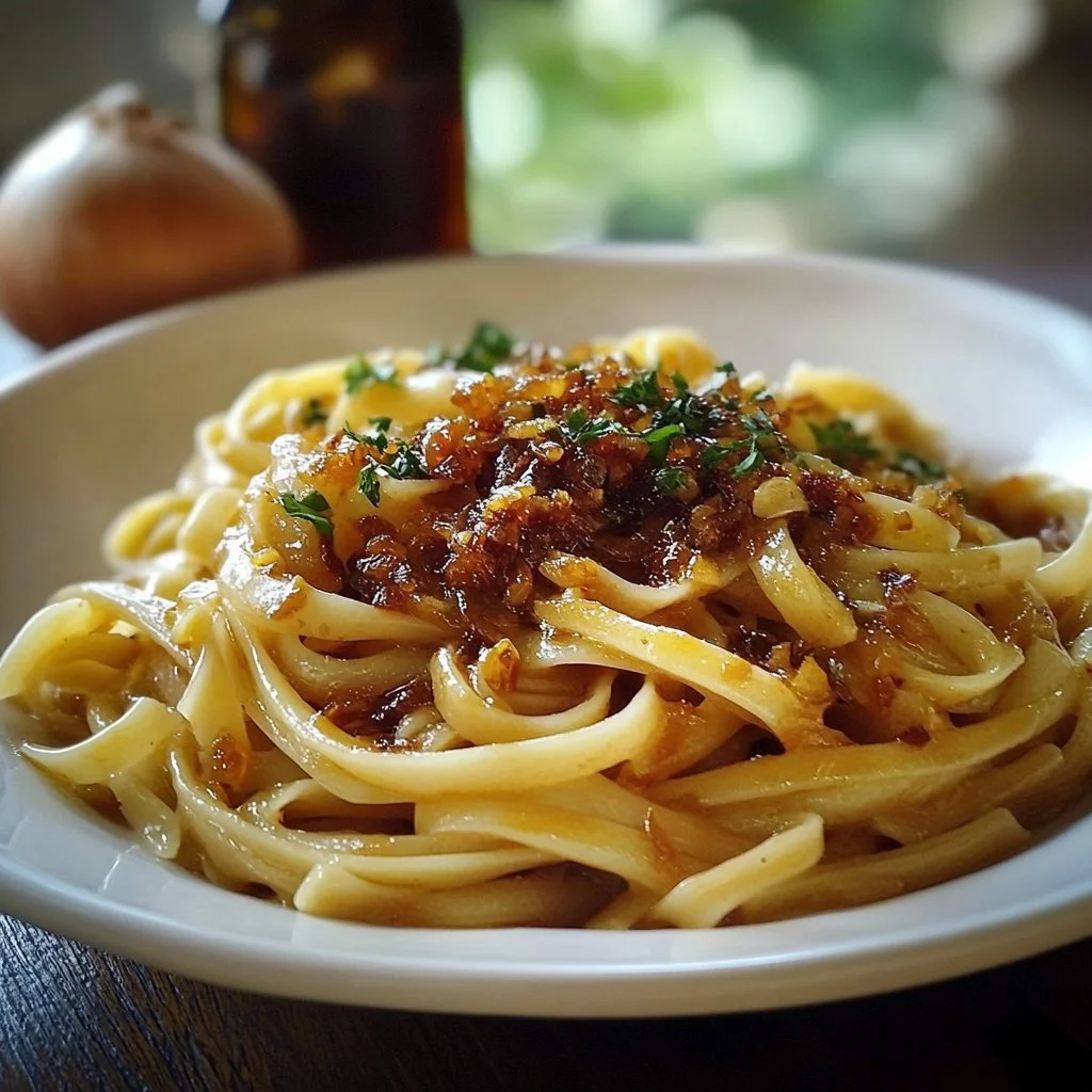 Caramelized Onion Pasta with Chilli Oil