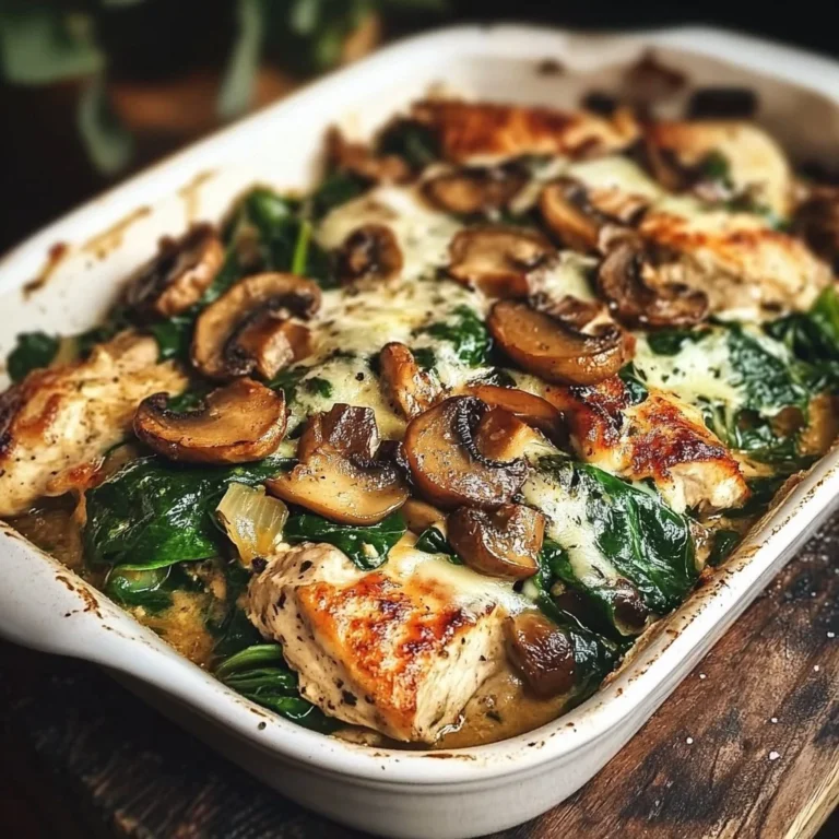 Chicken Spinach Mushroom Low Carb Oven Dish 4 Low carb oven dish with chicken, spinach, and mushrooms