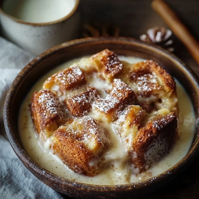 Creamy Eggnog Donut Bread Pudding 4 Delicious creamy eggnog donut bread pudding served in a festive dish.