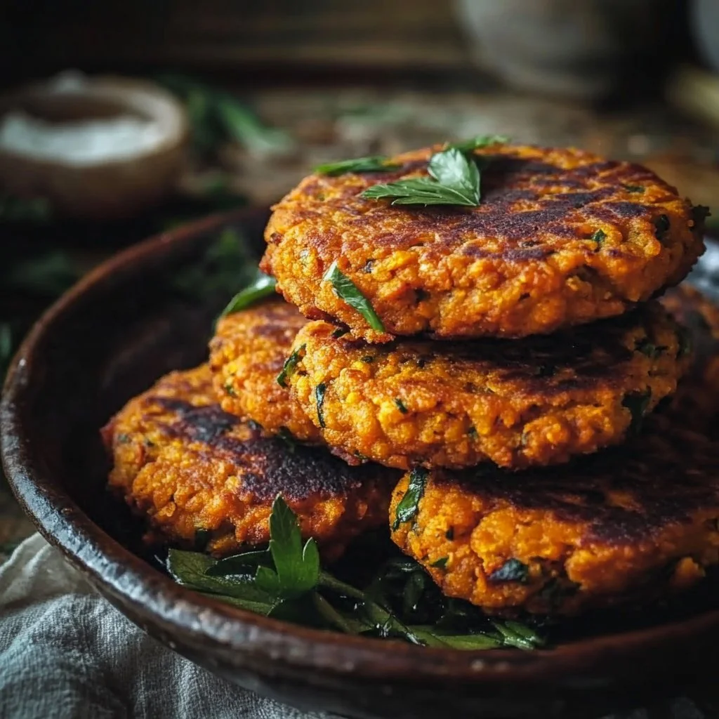 Crispy Sweet Potato & Red Lentil Patties
