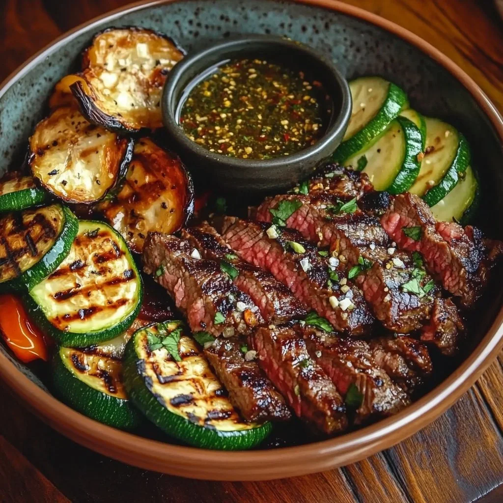 Grilled Steak Bowl with Sauce & Grilled Zucchini 6 Grilled Steak Bowl with Sauce & Grilled Zucchini