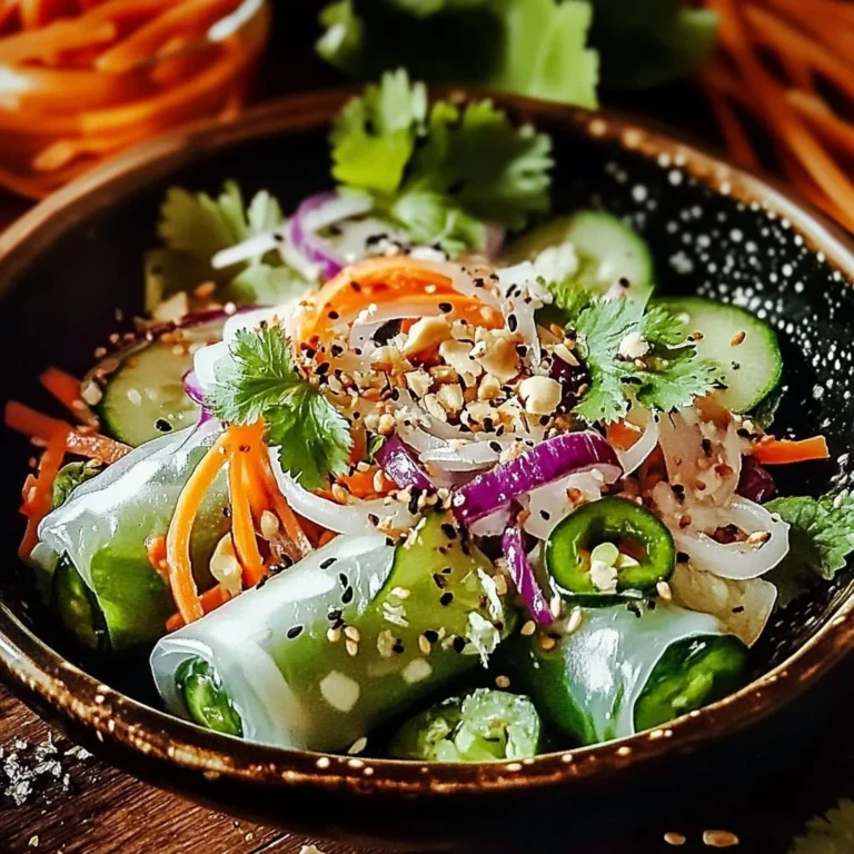 Spring Roll Salad with Spicy Ginger Dressing 4 Fresh Spring Roll Salad with vegetables and spicy ginger dressing