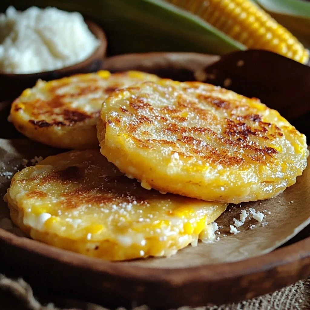 Venezuelan Sweet Corn Cachapas with Melty Cheese